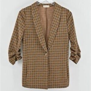 Altar'd State Brown and Yellow Patterned Blazer